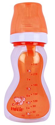 Picture of Farlin 240CC Silicon Angle Shaped Feeding Bottle Orange