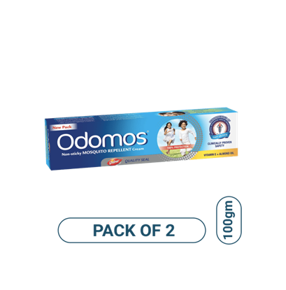 Picture of Odomos Non-Sticky Mosquito Repellent Cream with Vitamin E & Almond Oil Pack of 2