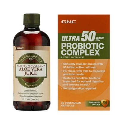 Picture of GNC Aloe Vera Juice Unflavoured with Ultra Probiotic Complex 50Bn CFUs Capsule