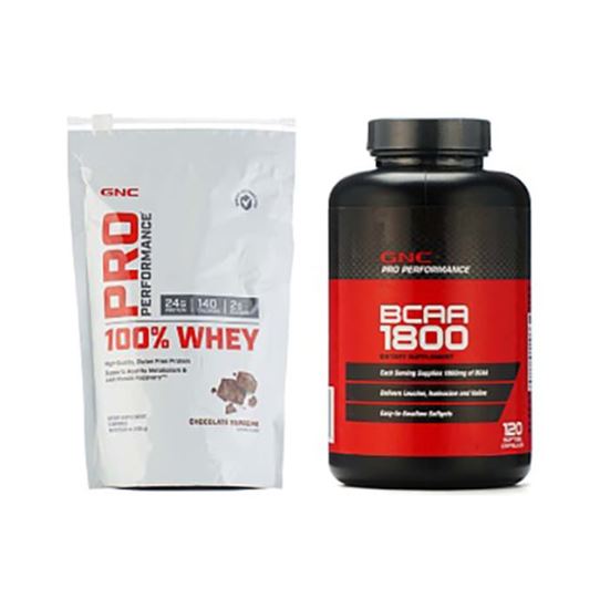 Picture of GNC PP 100% Whey Protein Chocolate Powder with BCAA 1800 Softgels