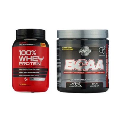 Picture of GNC PP 100% Whey Protein Cookies and Cream with (NDS) PMD BCAA Powder Watermelon