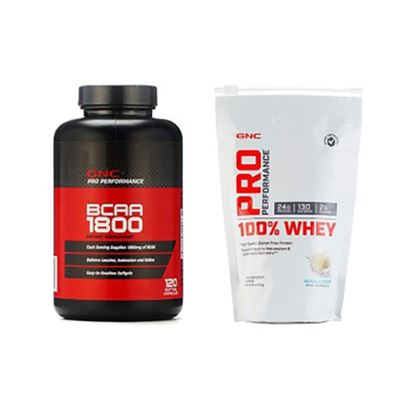 Picture of GNC PP 100% Whey Protein Vanilla Powder with BCAA 1800 Softgels