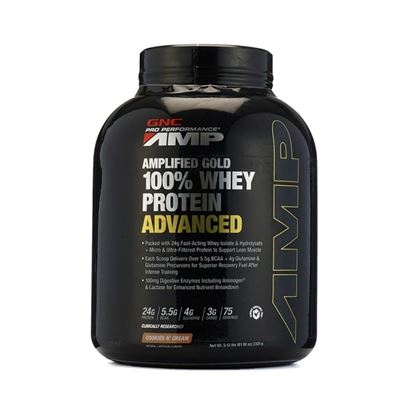 Picture of GNC Pro Performance AMP Amplified Gold 100% Whey Protein Advanced Powder Cookies & Cream