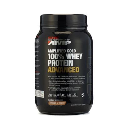 Picture of GNC Pro Performance AMP Amplified Gold 100% Whey Protein Advanced Powder Cookies & Cream
