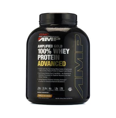 Picture of GNC Pro Performance AMP Amplified Gold 100% Whey Protein Advanced Powder Vanilla