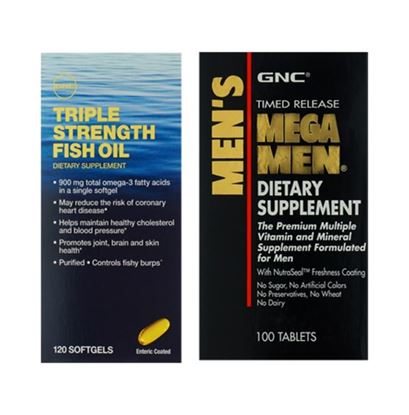 Picture of GNC Triple Strength Fish Oil Softgels with Mega Men Tablet