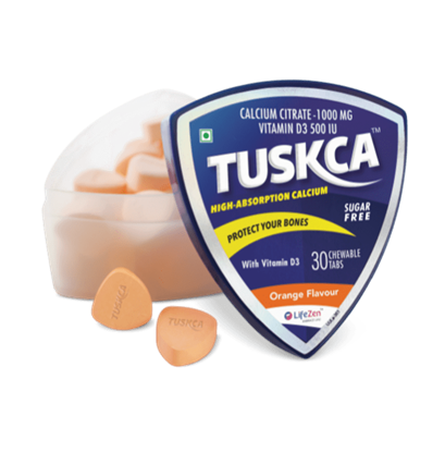 Picture of Tuskca Calcium with Vitamin D3 Sugar Free Chewable Tablet Orange