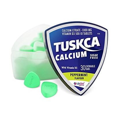 Picture of Tuskca Calcium with Vitamin D3 Sugar Free Chewable Tablet Peppermint