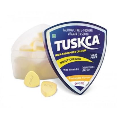 Picture of Tuskca Calcium with Vitamin D3 Sugar Free Chewable Tablet Pineapple