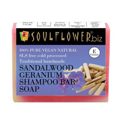Picture of Soulflower Sandalwood Geranium Shampoo Bar Soap