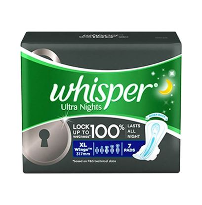 Picture of Whisper Ultra Nights Wings Sanitary Pads XL Pack of 3