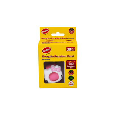 Picture of Runbugz Cat Mosquito Repellent Band with 2 Refillable Tabs Pink