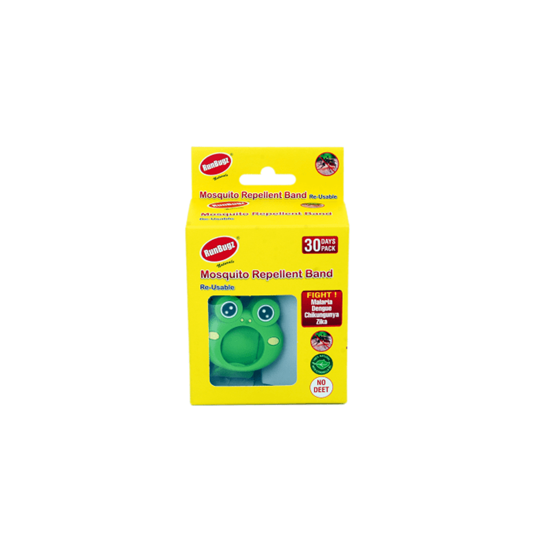 Picture of Runbugz Froggy Mosquito Repellent Band with 2 Refillable Tabs Green