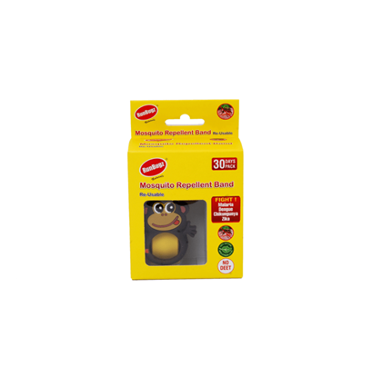Picture of Runbugz Monkey Mosquito Repellent Band with 2 Refillable Tabs Yellow