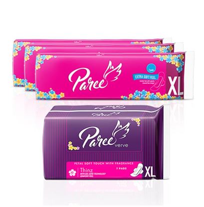 Picture of Paree Combo Pack of Extra Soft Feel 7 Pads(Pack of 3) and Paree Thinz 7 Pads