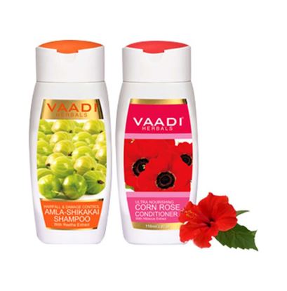 Picture of Vaadi Herbals Amla Shikakai Shampoo - Hairfall & Damage Control with Corn Rose Conditioner (110ml Each)