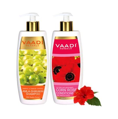 Picture of Vaadi Herbals Amla Shikaki Shampoo - Hairfall & Damage Control with Corn Rose Conditioner(350Ml Each)