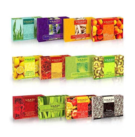 Picture of Vaadi Herbals Assorted Pack of 12 Luxurious Handmade Herbal Soap (75gm Each)