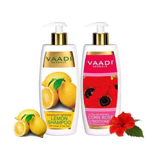 Picture of Vaadi Herbals Dandruff Defense Lemon Shampoo with Corn Rose Conditioner (350ml Each)