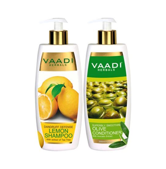 Picture of Vaadi Herbals Dandruff Defense Lemon Shampoo with Olive Conditioner (350ml Each)