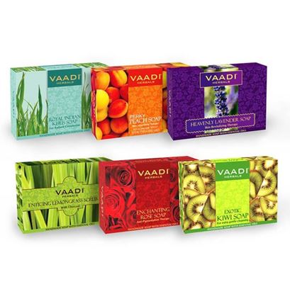 Picture of Vaadi Herbals Exotic Floavors Pack of 6 Luxurious Handmade Herbals Soaps (75gm Each)