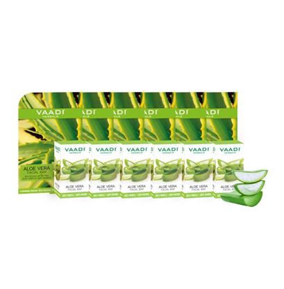 Picture of Vaadi Herbals Super Value Pack of 6 Aloe Vera Facial Bars with Extract of Tea Tree (25gm)