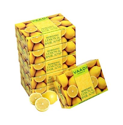 Picture of Vaadi Herbals Super Value Pack of 6 Refreshing Lemon & Basil Soap (75gm Each) Pack of 6