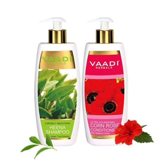 Picture of Vaadi Herbals Superbly Smoothing Heena Shampoo with Corn Rose Conditioner