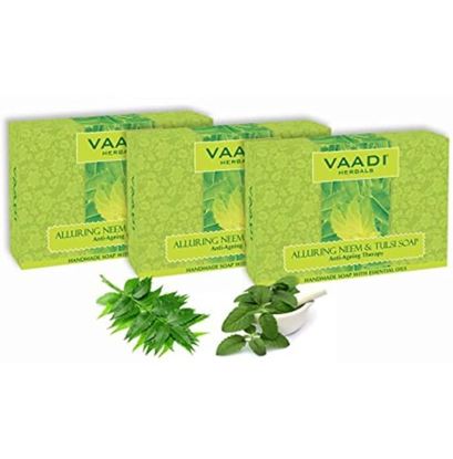 Picture of Vaadi Herbals Value Pack of 3 Alluring Neem-Tulsi Soap with Vitamin E & Tea Tree Oil (75gm)