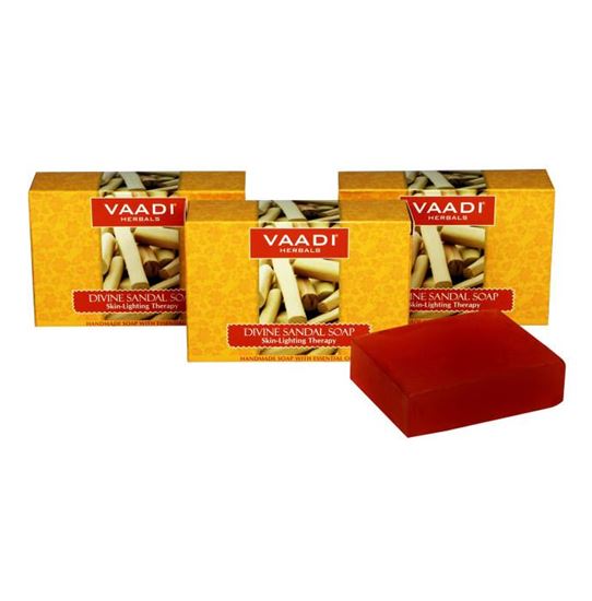 Picture of Vaadi Herbals Value Pack of 3 Divine Sandal Soap with Saffron & Turmeric (75gm Each)