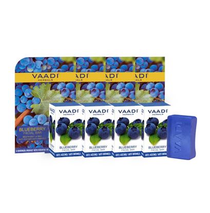 Picture of Vaadi Herbals Value Pack of 4 Blueberry Facial Bars With Extract of Mint (25gm Each)