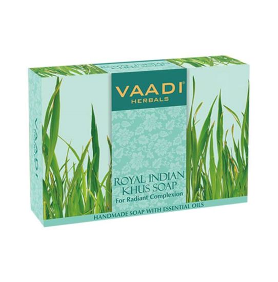 Picture of Vaadi Herbals Value Pack of 6 Royal Indian Khus Soap with Olive & Soyabean Oil (75gm Each)