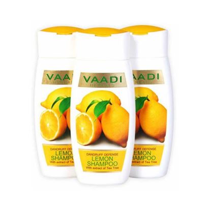 Picture of Vaadi Herbals Value Pack of Dandruff Defense Lemon Shampoo with Extracts of Tea Tree Pack of 3