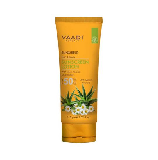 Picture of Vaadi Herbals Value Pack of Sunscreen Lotion SPF-50 With Aloe Vera & Chamomile Pack of 2