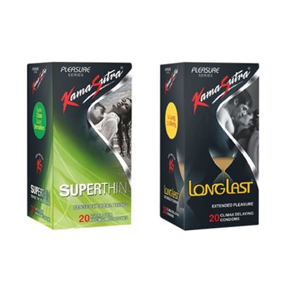 Picture of Kamasutra Combo Pack of KamaSutra Pleasure LongLast Condoms & KamaSutra Pleasure SuperThin Condom