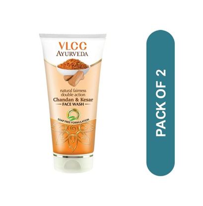 Picture of VLCC Ayurveda Natural Fairness Double Action Chandan & Kesar Face Wash Pack of 2