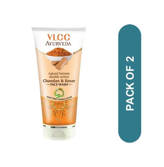 Picture of VLCC Ayurveda Natural Fairness Double Action Chandan & Kesar Face Wash Pack of 2