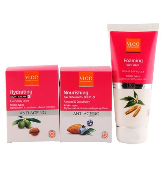 Picture of VLCC Combo of Anti Ageing Night Cream (50gm), Day Cream (50gm) and Anti Ageing Foaming Face Wash (100gm)