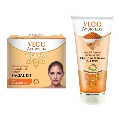 Picture of VLCC Combo of Ayurveda Chandan Kesar Facial Kit & Chandan Kesar Face Wash