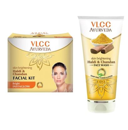 Picture of VLCC Combo of Ayurveda Haldi & Chandan Facial Kit and Haldi & Chandan Face Wash