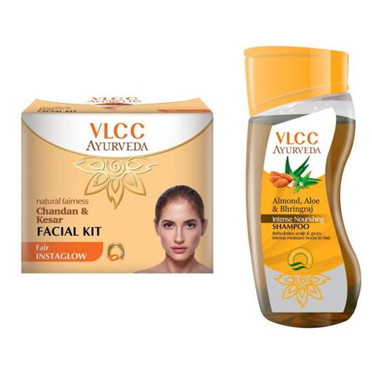 Picture of VLCC Combo of Chandan Kesar Facial Kit (50gm) & Ayurveda Intense Nourishing Shampoo (100ml)