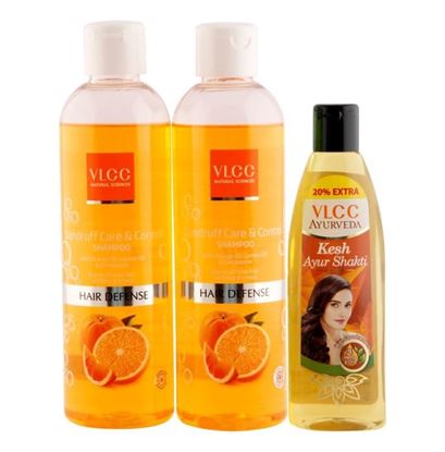 Picture of VLCC Combo of Dandruff Care & Control Shampoo 700ml (Buy 1 Get 1) & Ayurveda Kesh Ayur Shakti Hair Oil (120ml)