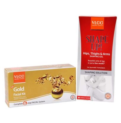 Picture of VLCC Combo of Gold Facial Kit (60gm) and Shape Up Hips, Thighs & Arms Shaping Gel (100gm)