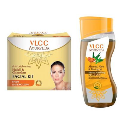 Picture of VLCC Combo of Haldi Chandan Facial Kit (50gm) & Ayurveda Intense Nourishing Shampoo (100ml)