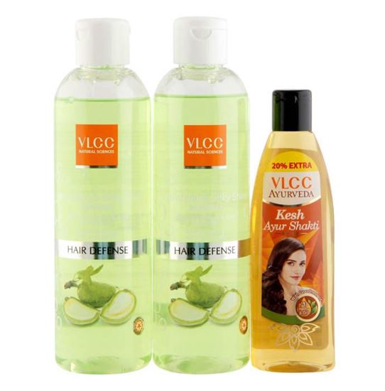 Picture of VLCC Combo of Nourishing & Silky Shine Shampoo 700ml (Buy 1 Get 1) & Ayurveda Kesh Ayur Shakti Hair Oil (120ml)