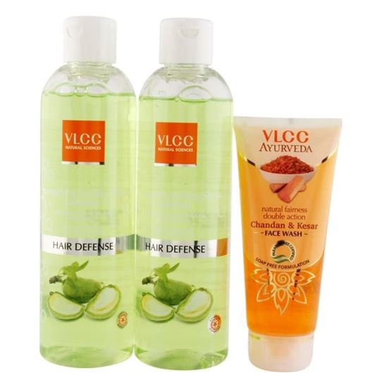 Picture of VLCC Combo of Nourishing & Silky Shine Shampoo 700ml (Buy1 Get1) & Kesar Chandan Face Wash (100ml)