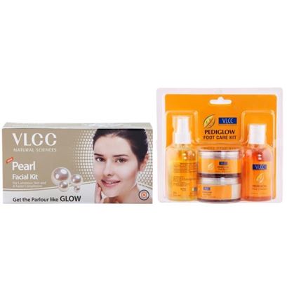 Picture of VLCC Combo of Pearl Facial Kit (60gm) and Pediglow Foot Care Kit (295gm)