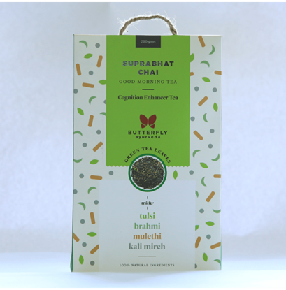 Picture of Butterfly Ayurveda Suprabhat Chai Green Tea Leaves with Tulsi