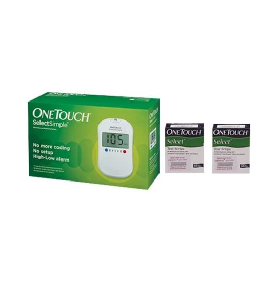 Picture of OneTouch Combo Pack of Select Simple Glucometer with 20 Free Test Strips