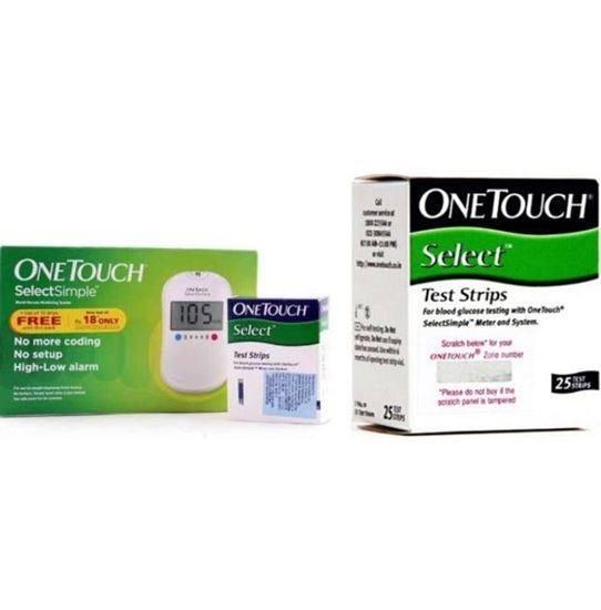 Picture of OneTouch Combo Pack of Select Simple Glucometer with 35 Free Test Strips